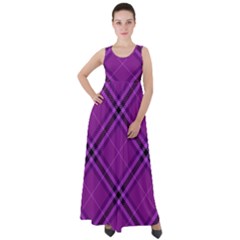 Purple And Black Plaid Empire Waist Velour Maxi Dress by SpinnyChairDesigns