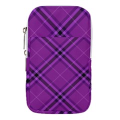 Purple And Black Plaid Waist Pouch (small) by SpinnyChairDesigns