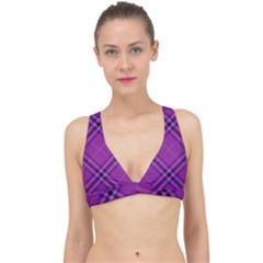 Purple And Black Plaid Classic Banded Bikini Top by SpinnyChairDesigns