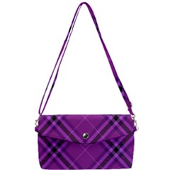 Purple And Black Plaid Removable Strap Clutch Bag by SpinnyChairDesigns