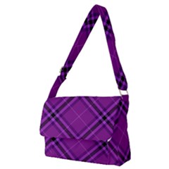 Purple And Black Plaid Full Print Messenger Bag (m) by SpinnyChairDesigns