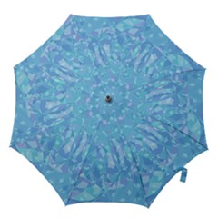 Light Blue Abstract Mosaic Art Color Hook Handle Umbrellas (small) by SpinnyChairDesigns