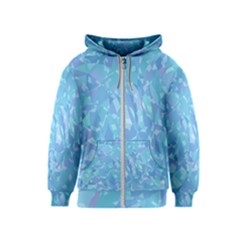 Light Blue Abstract Mosaic Art Color Kids  Zipper Hoodie by SpinnyChairDesigns