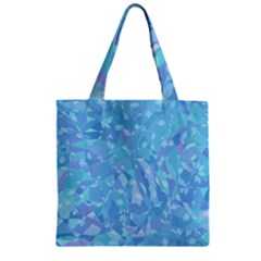 Light Blue Abstract Mosaic Art Color Zipper Grocery Tote Bag by SpinnyChairDesigns