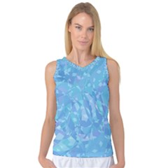 Light Blue Abstract Mosaic Art Color Women s Basketball Tank Top by SpinnyChairDesigns