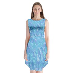 Light Blue Abstract Mosaic Art Color Sleeveless Chiffon Dress   by SpinnyChairDesigns