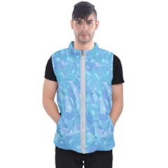 Light Blue Abstract Mosaic Art Color Men s Puffer Vest by SpinnyChairDesigns