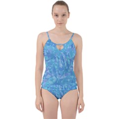 Light Blue Abstract Mosaic Art Color Cut Out Top Tankini Set by SpinnyChairDesigns