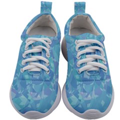 Light Blue Abstract Mosaic Art Color Kids Athletic Shoes by SpinnyChairDesigns