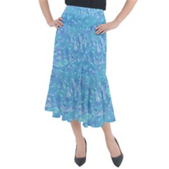 Light Blue Abstract Mosaic Art Color Midi Mermaid Skirt by SpinnyChairDesigns