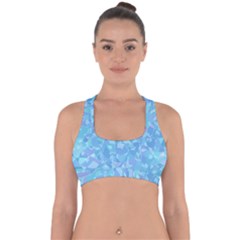 Light Blue Abstract Mosaic Art Color Cross Back Hipster Bikini Top  by SpinnyChairDesigns