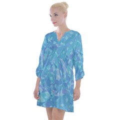 Light Blue Abstract Mosaic Art Color Open Neck Shift Dress by SpinnyChairDesigns