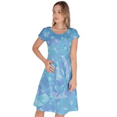 Light Blue Abstract Mosaic Art Color Classic Short Sleeve Dress