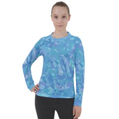 Light Blue Abstract Mosaic Art Color Women s Pique Long Sleeve Tee