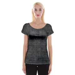 Matte Charcoal Black Color  Cap Sleeve Top by SpinnyChairDesigns