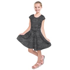 Matte Charcoal Black Color  Kids  Short Sleeve Dress by SpinnyChairDesigns