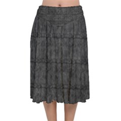 Matte Charcoal Black Color  Velvet Flared Midi Skirt by SpinnyChairDesigns