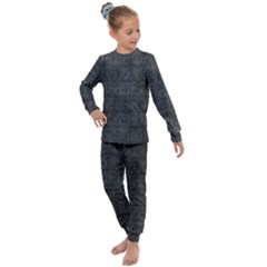 Matte Charcoal Black Color  Kids  Long Sleeve Set  by SpinnyChairDesigns