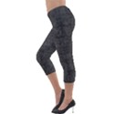 Matte Charcoal Black Color  Lightweight Velour Capri Leggings  View3