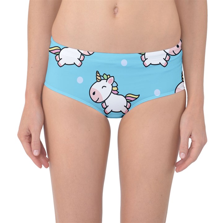 Unicorns  Mid-Waist Bikini Bottoms