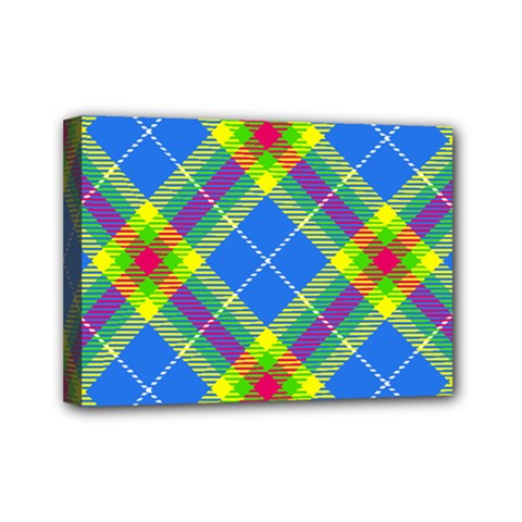 Clown Costume Plaid Striped Mini Canvas 7  X 5  (stretched) by SpinnyChairDesigns