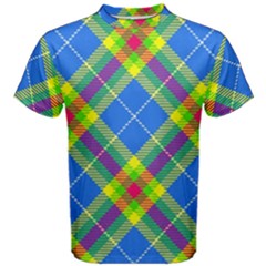 Clown Costume Plaid Striped Men s Cotton Tee by SpinnyChairDesigns