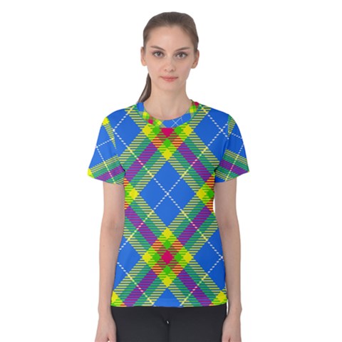 Clown Costume Plaid Striped Women s Cotton Tee by SpinnyChairDesigns