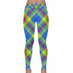 Clown Costume Plaid Striped Classic Yoga Leggings by SpinnyChairDesigns