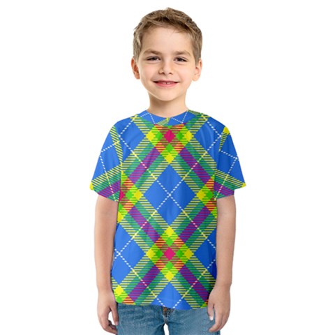 Clown Costume Plaid Striped Kids  Sport Mesh Tee by SpinnyChairDesigns