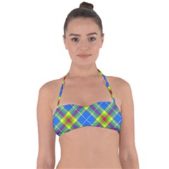 Clown Costume Plaid Striped Halter Bandeau Bikini Top by SpinnyChairDesigns