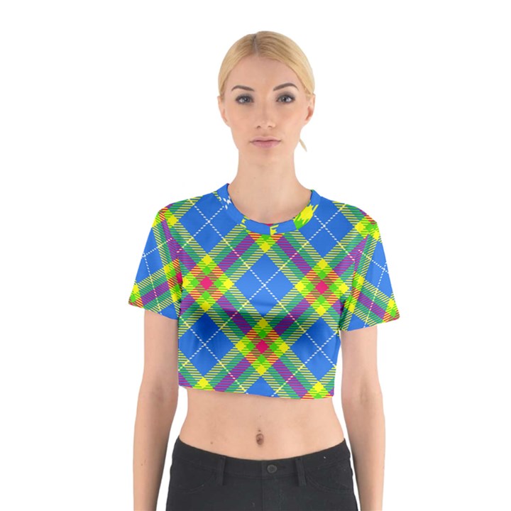 Clown Costume Plaid Striped Cotton Crop Top