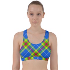 Clown Costume Plaid Striped Back Weave Sports Bra by SpinnyChairDesigns