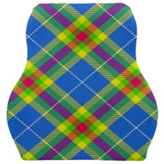 Clown Costume Plaid Striped Car Seat Velour Cushion  by SpinnyChairDesigns