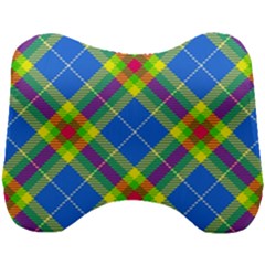 Clown Costume Plaid Striped Head Support Cushion by SpinnyChairDesigns