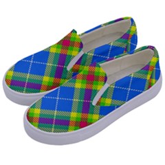 Clown Costume Plaid Striped Kids  Canvas Slip Ons