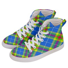 Clown Costume Plaid Striped Women s Hi-top Skate Sneakers by SpinnyChairDesigns