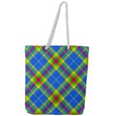 Clown Costume Plaid Striped Full Print Rope Handle Tote (large) by SpinnyChairDesigns