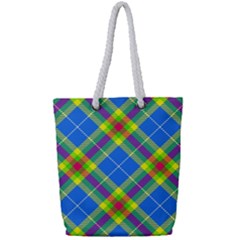 Clown Costume Plaid Striped Full Print Rope Handle Tote (small) by SpinnyChairDesigns