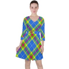 Clown Costume Plaid Striped Ruffle Dress by SpinnyChairDesigns