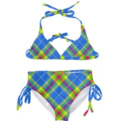 Clown Costume Plaid Striped Kids  Classic Bikini Set by SpinnyChairDesigns