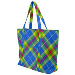 Clown Costume Plaid Striped Zip Up Canvas Bag by SpinnyChairDesigns