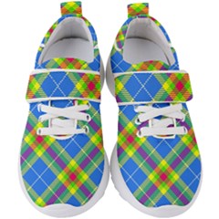 Clown Costume Plaid Striped Kids  Velcro Strap Shoes by SpinnyChairDesigns