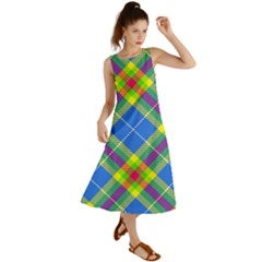 Clown Costume Plaid Striped Summer Maxi Dress by SpinnyChairDesigns