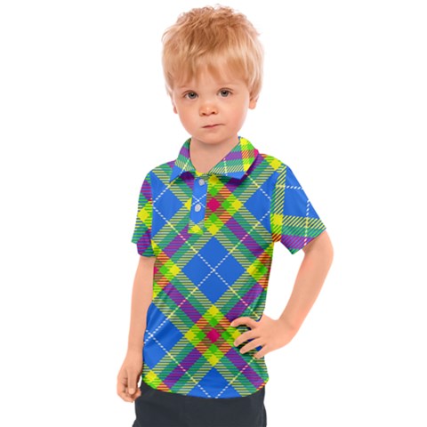 Clown Costume Plaid Striped Kids  Polo Tee by SpinnyChairDesigns