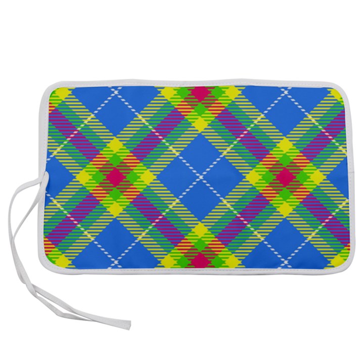 Clown Costume Plaid Striped Pen Storage Case (L)