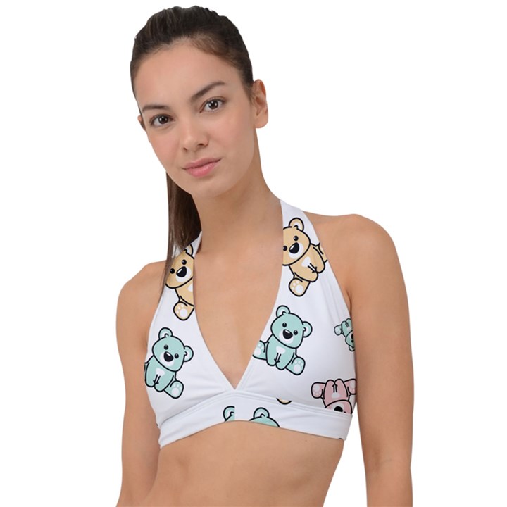 Bears Halter Plunge Bikini Top