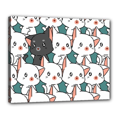 Seamless-cute-cat-pattern-vector Canvas 20  X 16  (stretched) by Sobalvarro