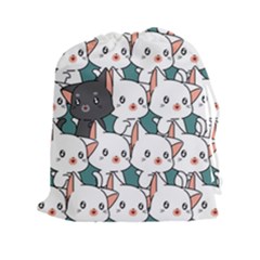 Seamless-cute-cat-pattern-vector Drawstring Pouch (2xl) by Sobalvarro