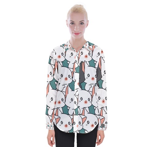 Seamless-cute-cat-pattern-vector Womens Long Sleeve Shirt by Sobalvarro