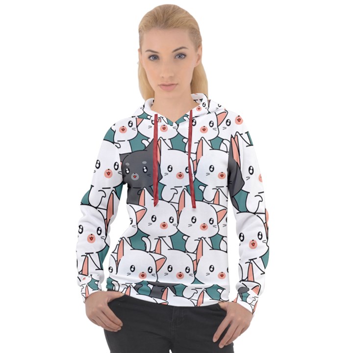 Seamless-cute-cat-pattern-vector Women s Overhead Hoodie